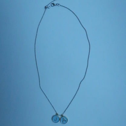 LOSTINCRUSH Customized BLUE Letter Necklace (2 letters)