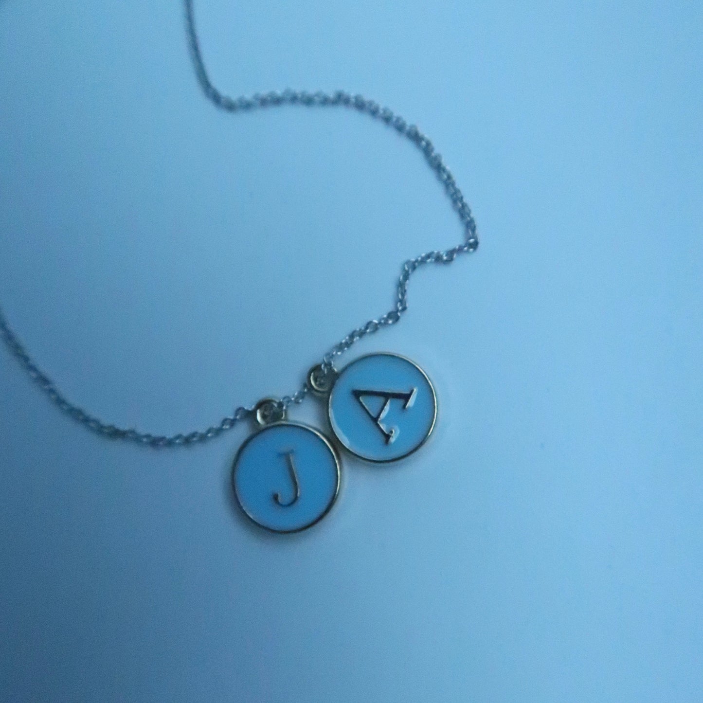 LOSTINCRUSH Customized BLUE Letter Necklace (2 letters)