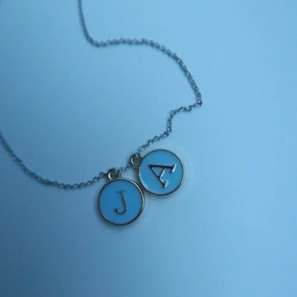LOSTINCRUSH Customized BLUE Letter Necklace (2 letters)